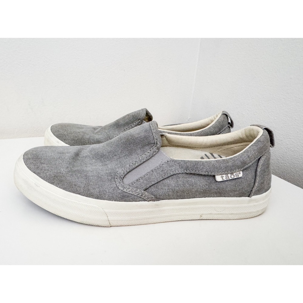 Taos Rubber Soul Gray Canvas Slip On Sneakers Womens 8 RBS-13650 Casual Flats